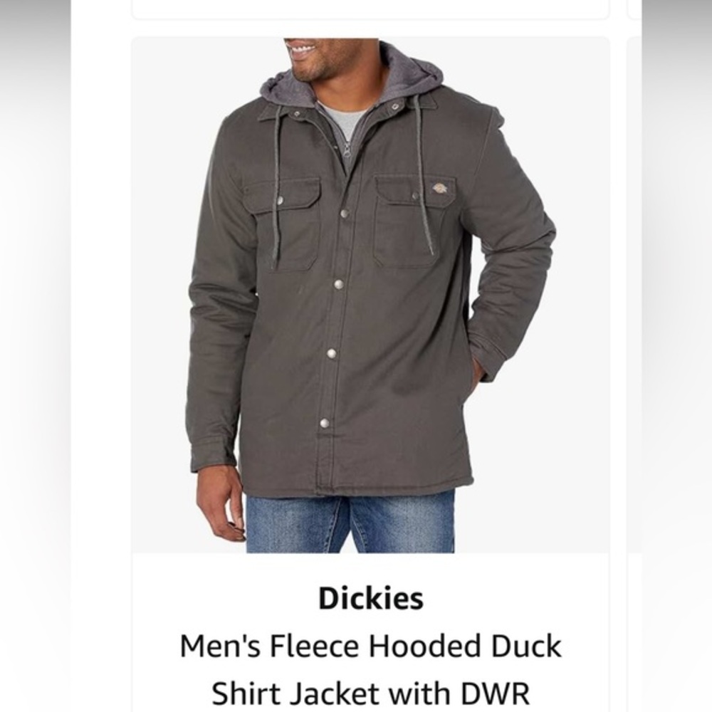 DICKIES  MAN’S FLEECE HOODED DUCK SHIRT GRAY JACKET